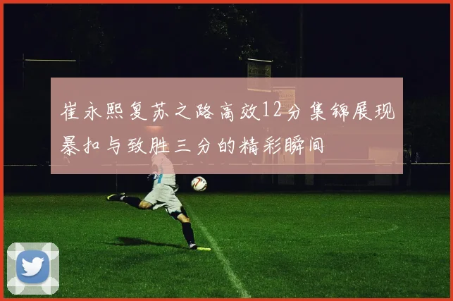 崔永熙复苏之路高效12分集锦展现暴扣与致胜三分的精彩瞬间